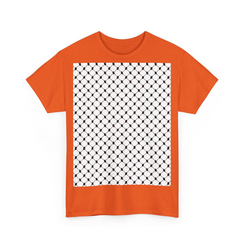 Keffiyeh Pattern Heavy Cotton Tee - Modern Mesh Design Streetwear T-Shirt